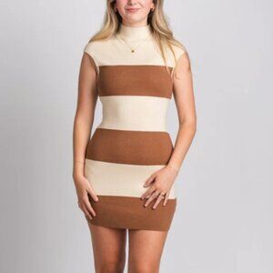 NWOT LE LIS BROWN STRIPED SWEATER DRESS 🤎